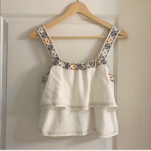 Madewell white embroidered tiered top